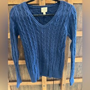 St. John's Bay Navy Cable Knit V-Neck Sweater